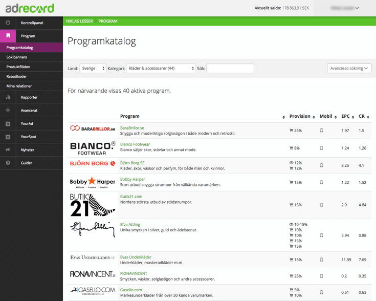Affiliate - Programkatalog
