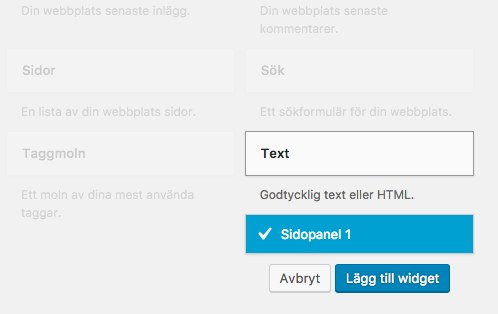 Lägg till ny text-widget.